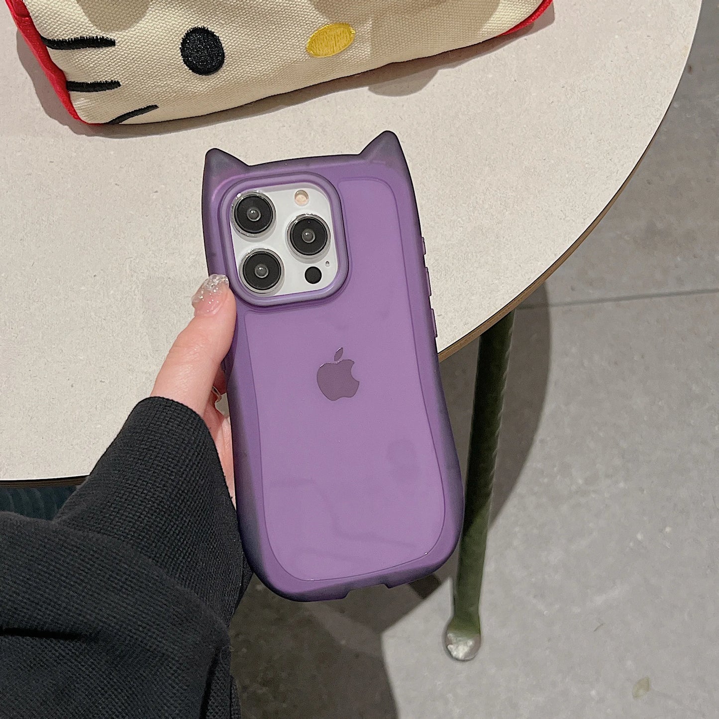 Cat Ear Soft Silicone Case for iPhone 16, 15, 14, 13, 12, 11, Pro Max Plus — Matte, Clear, Shockproof
