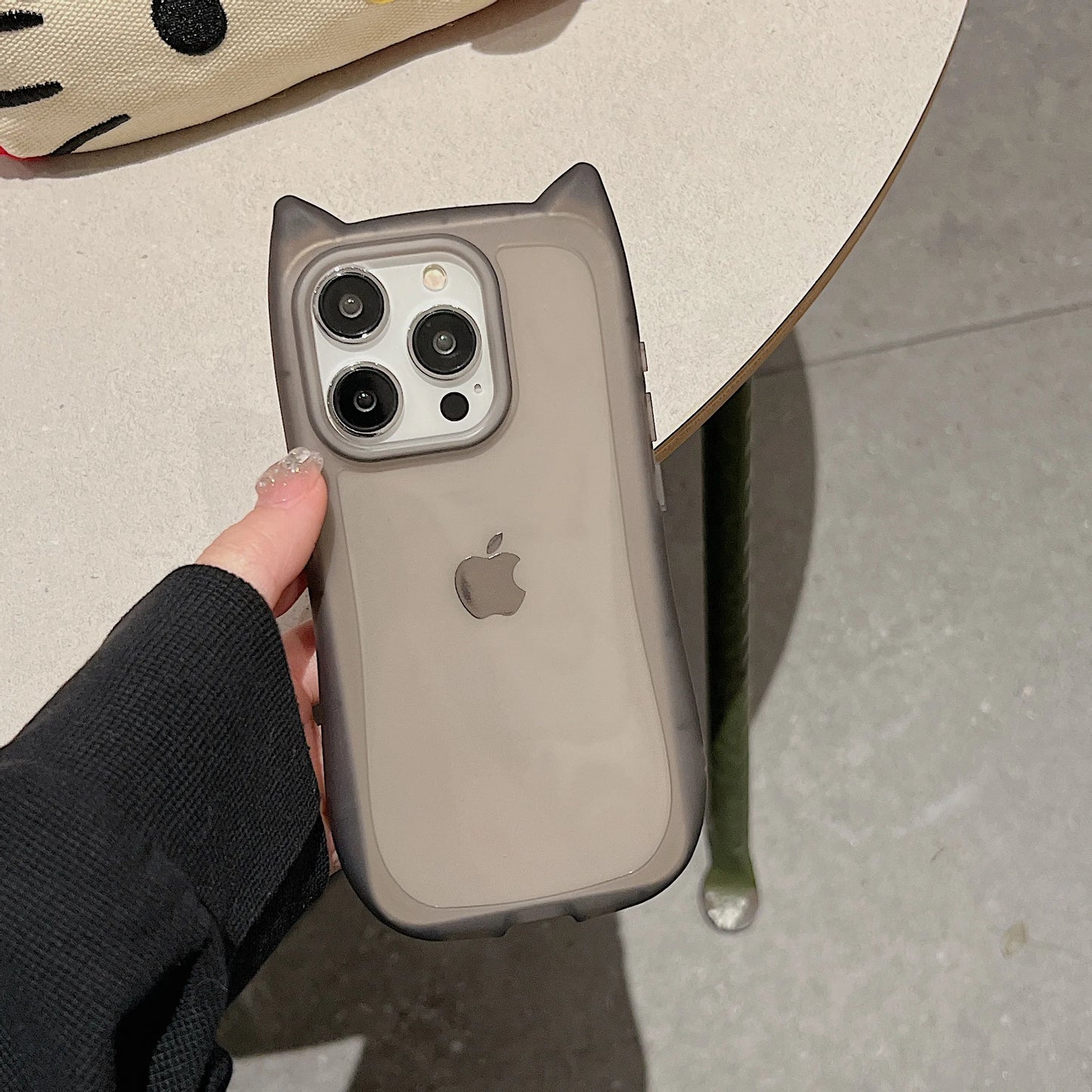 Cat Ear Soft Silicone Case for iPhone 16, 15, 14, 13, 12, 11, Pro Max Plus — Matte, Clear, Shockproof