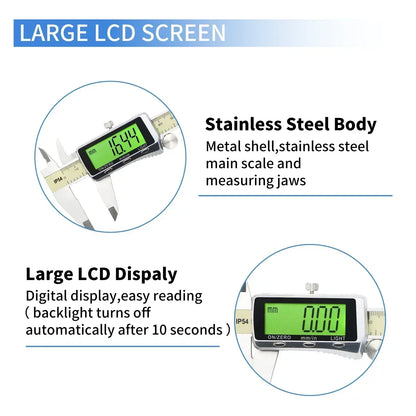 SHAHE Digital Caliper 0-6" 150mm — Electronic Vernier Caliper with Large LCD Backlight