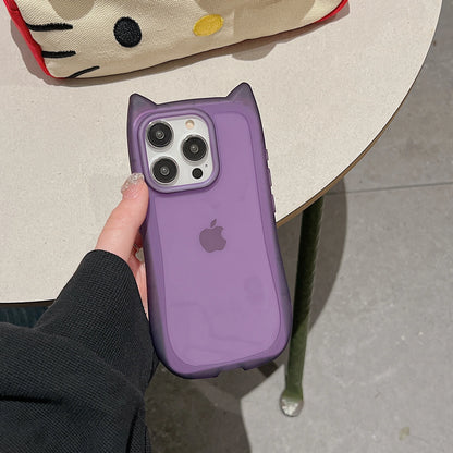 Cat Ear Soft Silicone Case for iPhone 16, 15, 14, 13, 12, 11, Pro Max Plus — Matte, Clear, Shockproof