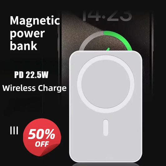 New 2026 Portable Magnetic Power Bank, Wireless MagSafe, Fast Charging, 50000mAh, for iPhone, Samsung, Xiaomi